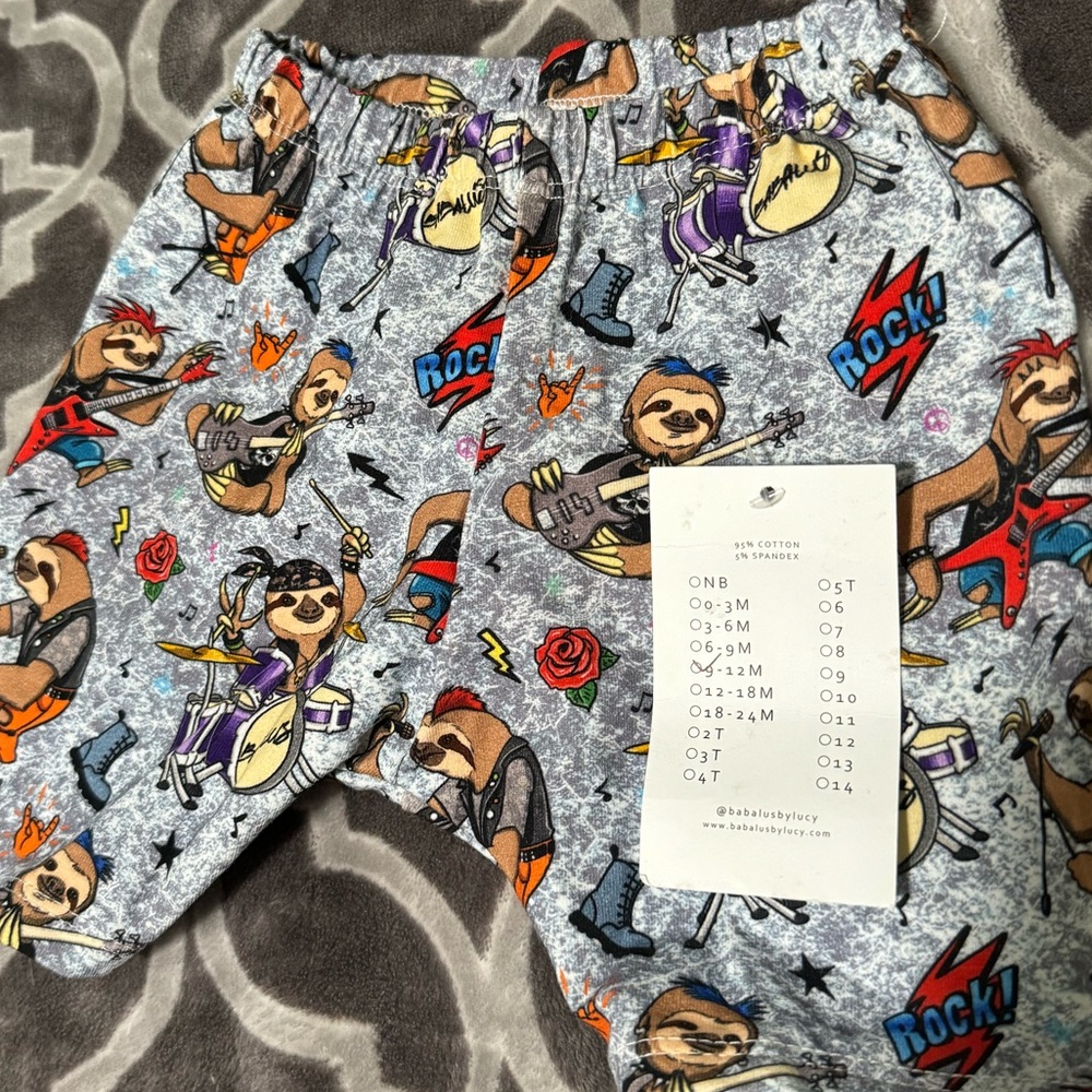 Handmade bamboo stretchy shorts. Sloth print